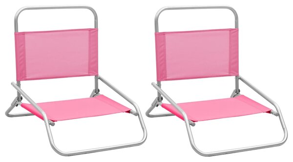 VidaXL Sklopive stolice za plažu od tkanine 2 kom ružičaste