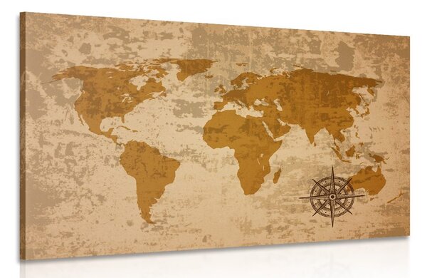 Slika stari zemljovid svijeta s kompasom