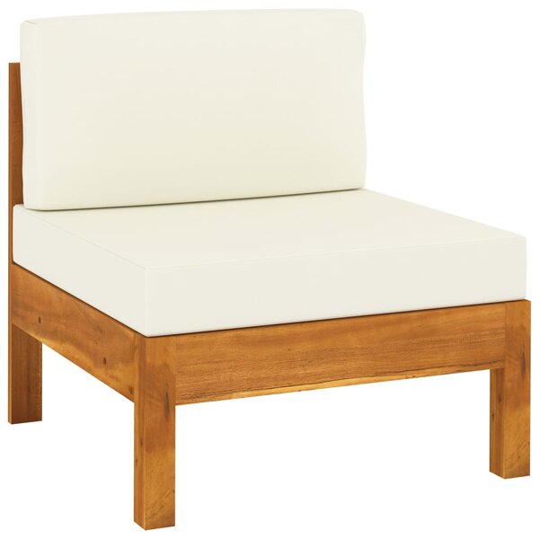 VidaXL Srednja sofa s krem bijelim jastucima masivno bagremovo drvo