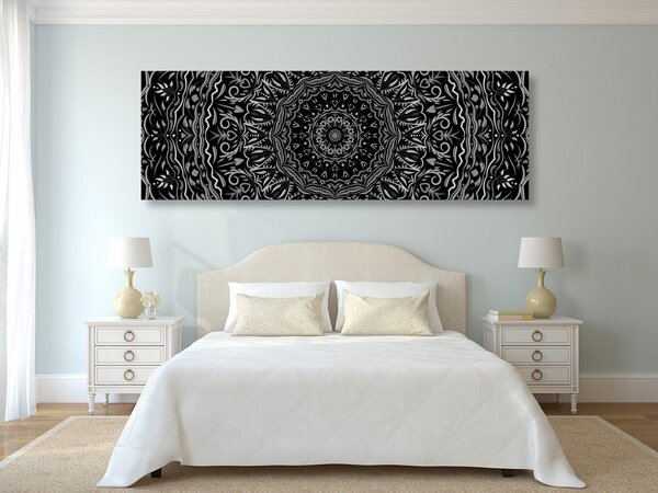 Slika Mandala u vintage stilu u crno-bijelom dizajnu