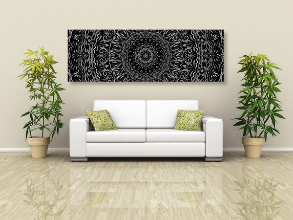 Slika Mandala u vintage stilu u crno-bijelom dizajnu