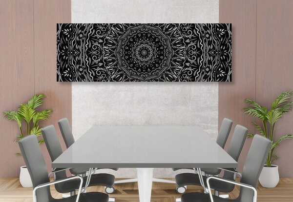 Slika Mandala u vintage stilu u crno-bijelom dizajnu