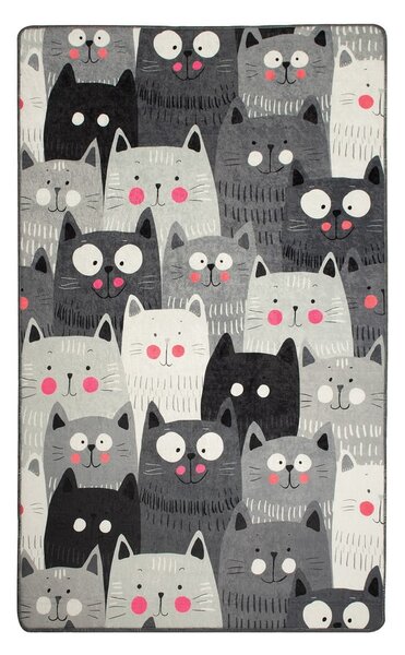 Sivi dječji protuklizni tepih Conceptum Hypnose Cats, 100 x 160 cm