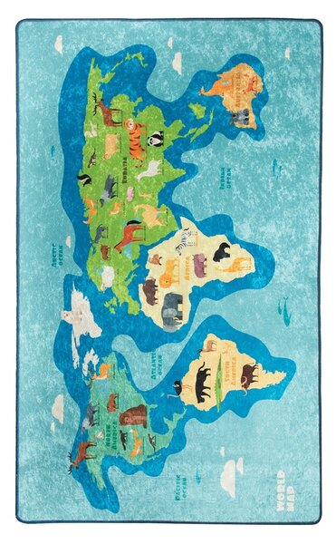 Plavi dječji protuklizni tepih Conceptum Hypnose Map, 200 x 290 cm