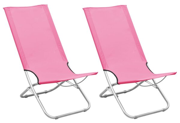 VidaXL Sklopive stolice za plažu od tkanine 2 kom ružičaste