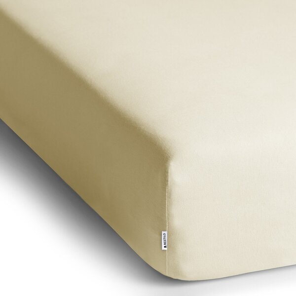 Bež plahta s gumom od jeseya 200x200 cm Amber – Restilo