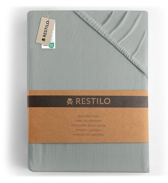 Svijetlo siva plahta s gumom od jeseya 140x200 cm Amber – Restilo