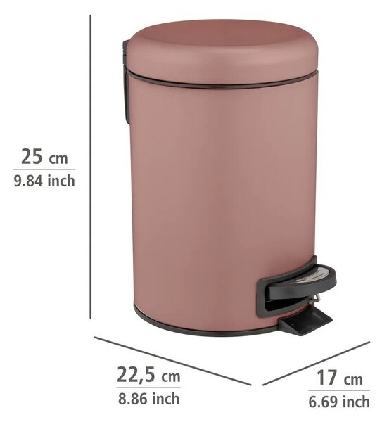 Prljavo roza željezna kanta za smeće s pedalom 3 l Leman – Wenko