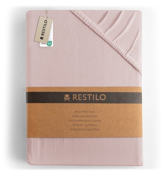 Svijetlo ružičasta plahta s gumom od jeseya 140x200 cm Amber – Restilo