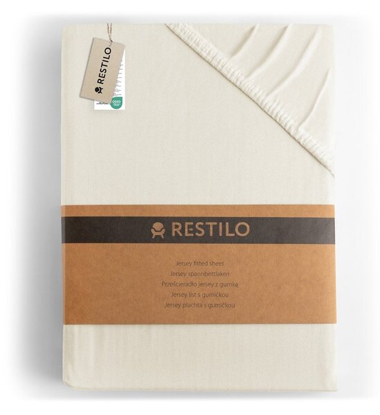 Bijela/krem plahta s gumom od jeseya 220x200 cm Amber – Restilo