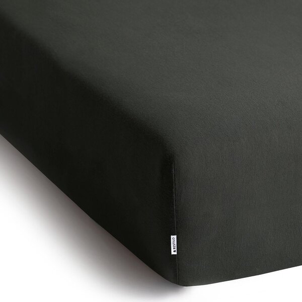 Tamno siva plahta s gumom od jeseya 140x200 cm Amber – Restilo