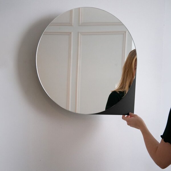Crni metalni zidni/s ogledalom kupaonski ormarić 55x55 cm Sonnet – Spinder Design