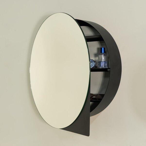 Crni metalni zidni/s ogledalom kupaonski ormarić 55x55 cm Sonnet – Spinder Design