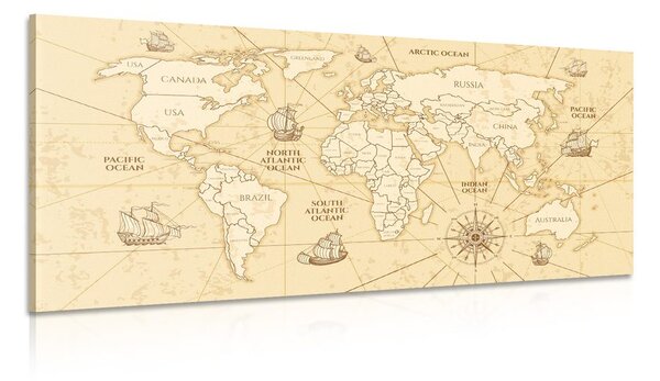 Slika zemljovid svijeta s brodicama
