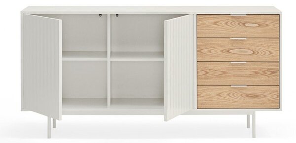 Bijela/u prirodnoj boji niska komoda u dekoru hrasta 159x80 cm Sierra – Teulat