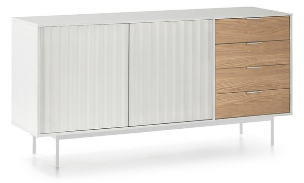 Bijela/u prirodnoj boji niska komoda u dekoru hrasta 159x80 cm Sierra – Teulat