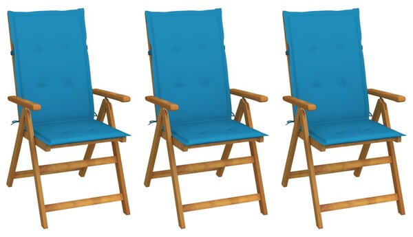 VidaXL Sklopive vrtne stolice s jastucima 3 kom od bagremovog drva