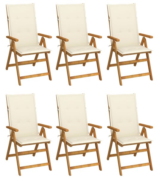 VidaXL Sklopive vrtne stolice s jastucima 6 kom od bagremovog drva
