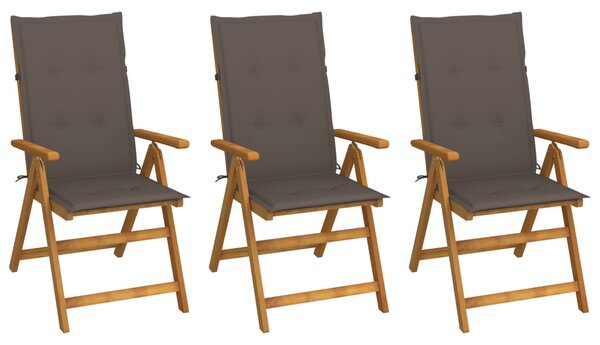 VidaXL Sklopive vrtne stolice s jastucima 3 kom od bagremovog drva
