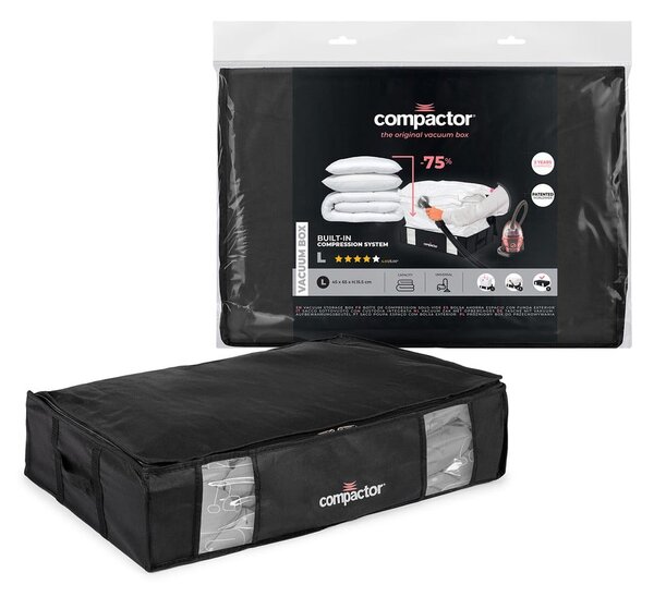 Crna kutija za odlaganje odjeće ispod kreveta Compactor XXL Black Edition 3D, 145 l