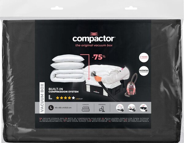 Crna kutija za odlaganje odjeće ispod kreveta Compactor XXL Black Edition 3D, 145 l