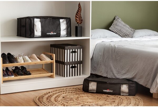 Crna kutija za odlaganje odjeće ispod kreveta Compactor XXL Black Edition 3D, 145 l