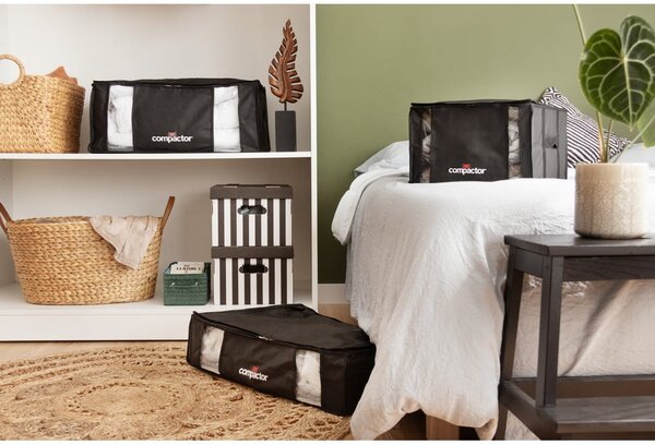 Crna kutija za odlaganje odjeće ispod kreveta Compactor XXL Black Edition 3D, 145 l