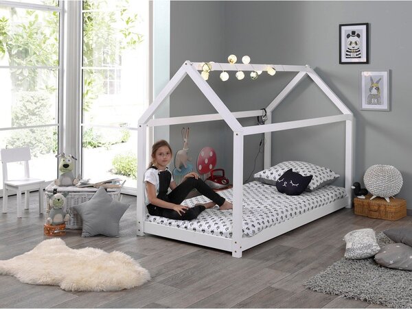 Bijeli dječji krevet Vipack Cabane, 90 x 200 cm