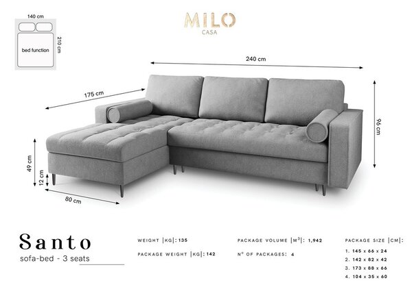 Bež kutna garnitura na razvlačenje Milo Casa Santo, lijevi kut