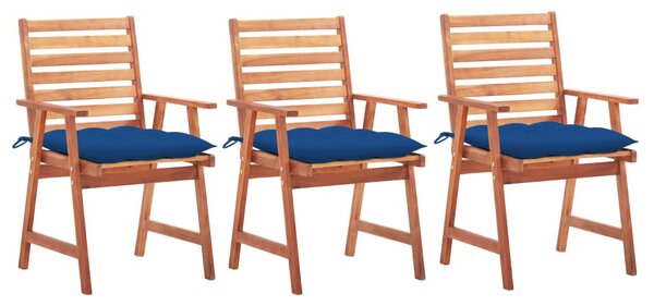 VidaXL Vrtne blagovaonske stolice s jastucima 3 kom od bagremovog drva