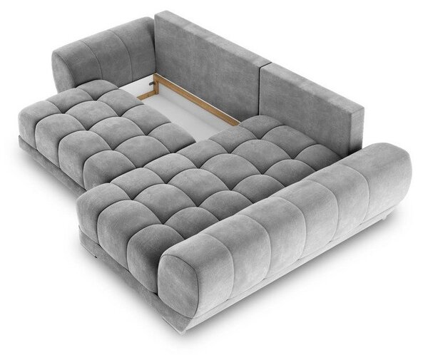 Sivi baršunasti kauč na razvlačenje Windsor & Co Sofas Nuage, desni kut