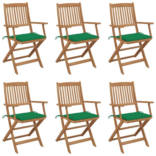 VidaXL Sklopive vrtne stolice s jastucima 6 kom masivno bagremovo drvo