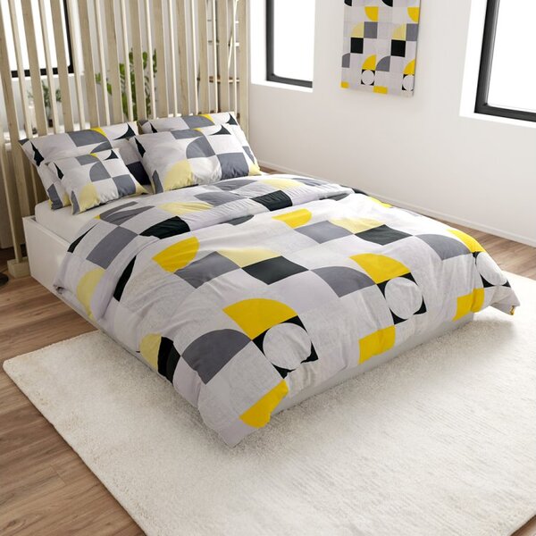 Krepska posteljina od Renforcé pamuka GEOMETRIES kremasta Dimenzije posteljine: 70 x 90 cm | 140 x 200 cm
