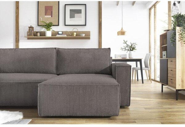 Tamno siva sklopiva kutna garnitura od samta (u obliku slova "U") Nihad – Bobochic Paris