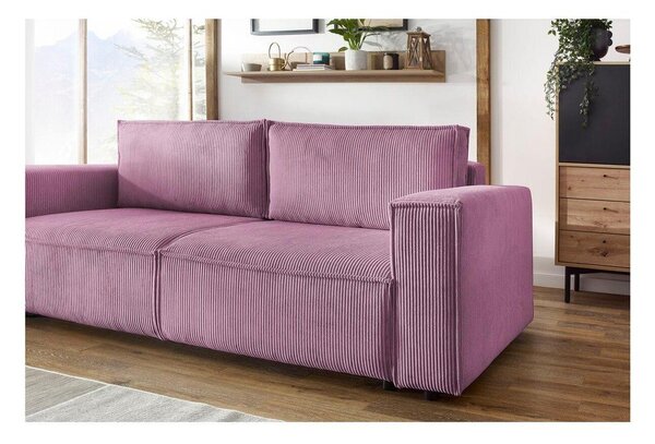 Ružičasta sklopiva sofa od samta 245 cm Nihad – Bobochic Paris
