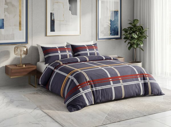 Posteljina od mikrovlakana TARTAN tamnoplava Dimenzije posteljine: 2 kom 70 x 80 cm | 160 x 200 cm