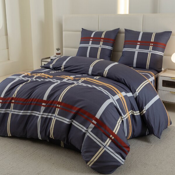 Posteljina od mikrovlakana TARTAN tamnoplava Dimenzije posteljine: 2 kom 70 x 80 cm | 160 x 200 cm