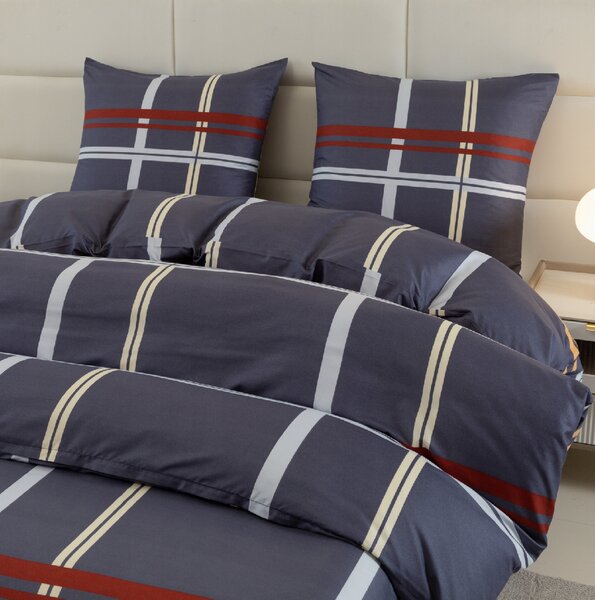 Posteljina od mikrovlakana TARTAN tamnoplava Dimenzije posteljine: 2 kom 70 x 80 cm | 160 x 200 cm