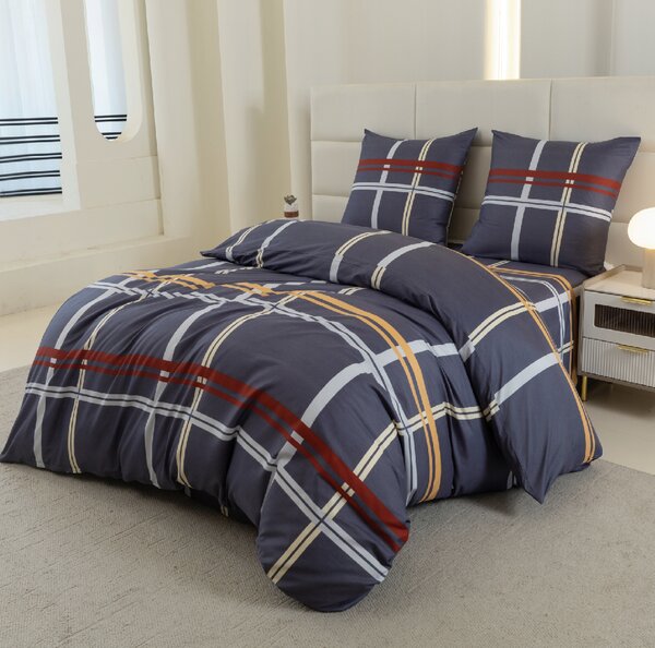 Posteljina od mikrovlakana TARTAN tamnoplava Dimenzije posteljine: 2 kom 70 x 80 cm | 160 x 200 cm