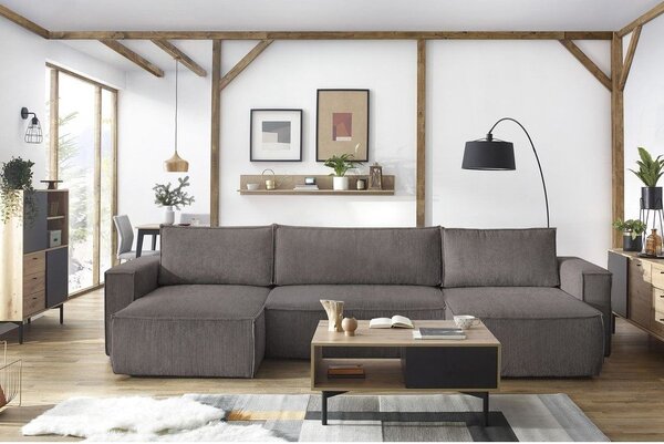 Tamno siva sklopiva kutna garnitura od samta (u obliku slova "U") Nihad – Bobochic Paris