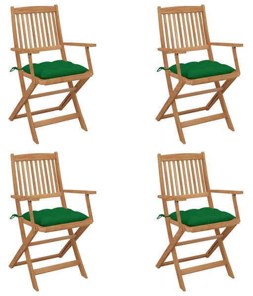VidaXL Sklopive vrtne stolice s jastucima 4 kom masivno bagremovo drvo