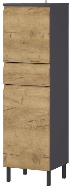 Tamno sivi visoki kupaonski ormarić u dekoru hrasta 34x120 cm Salinas - Germania