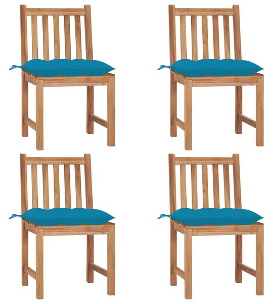 VidaXL Vrtne stolice s jastucima 4 kom od masivne tikovine