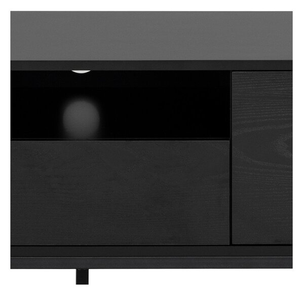 Crna TV komoda u dekoru jasena 140x45 cm Seaford – Actona