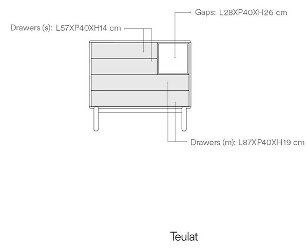 Tamnosiva niska komoda 90x90 cm Corvo - Teulat