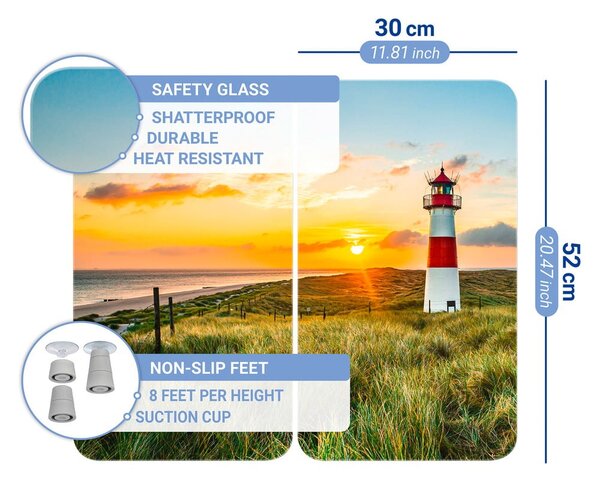 Poklopci za štednjak od kaljenog stakla u setu od 2 komada 52x30 cm Lighthouse - Maximex