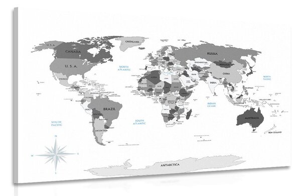 Slika crno-bijela karta s plavim kontrastom