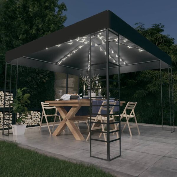 VidaXL Vrtni šator s LED svjetlosnim trakama 3 x 3 m antracit