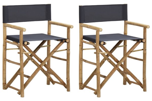 VidaXL Sklopive redateljske stolice tamnosive 2 kom bambus i tkanina