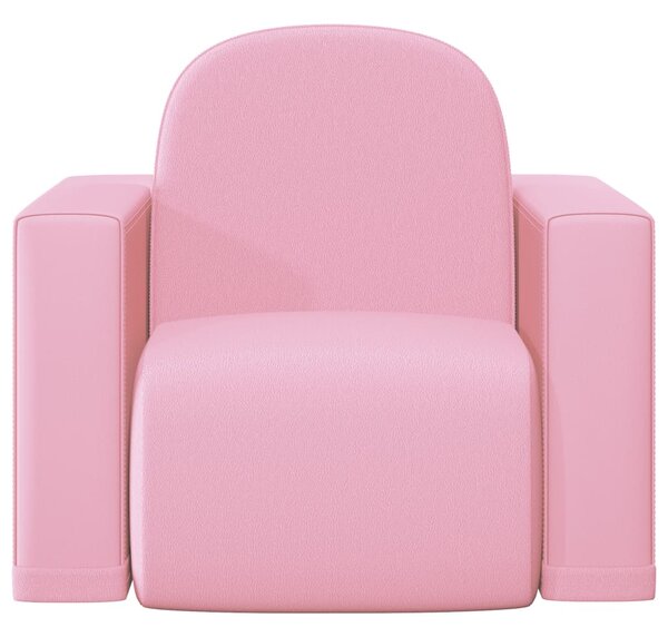 VidaXL 2-u-1 dječja sofa od umjetne kože ružičasta